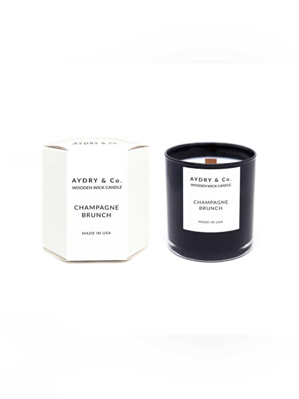AYDRY & CO. WOODEN WICK CANDLE CHAMPAGNE BRUNCH 8 OZ NWT